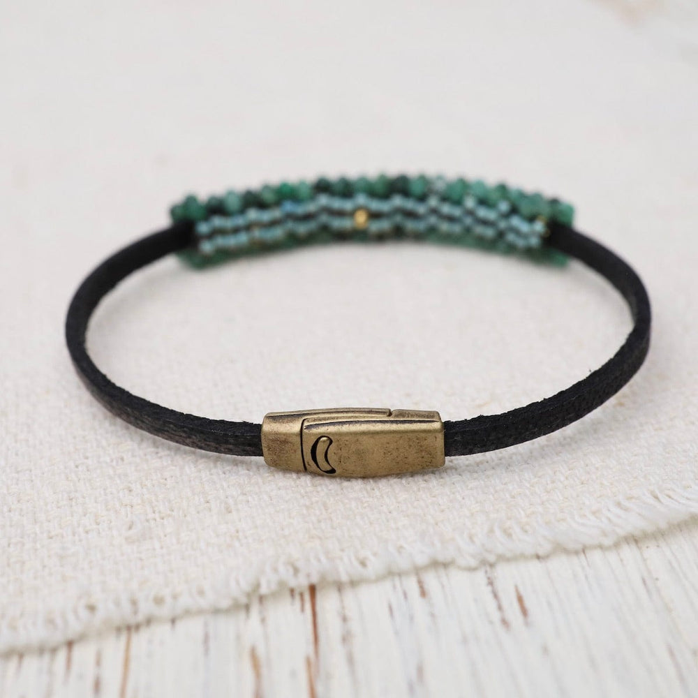 
                  
                    BRC-JM Hand Stitched Shaded Emerald Leather Bracelet
                  
                