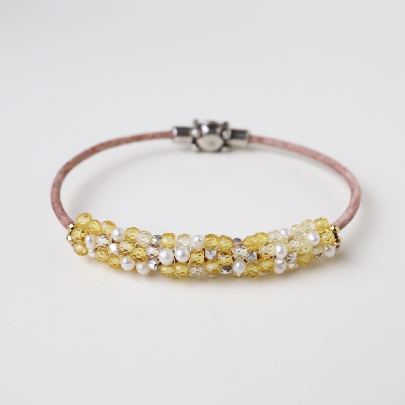Load image into Gallery viewer, BRC-JM Hand Stitched Shaded Yellow Zircon Bracelet
