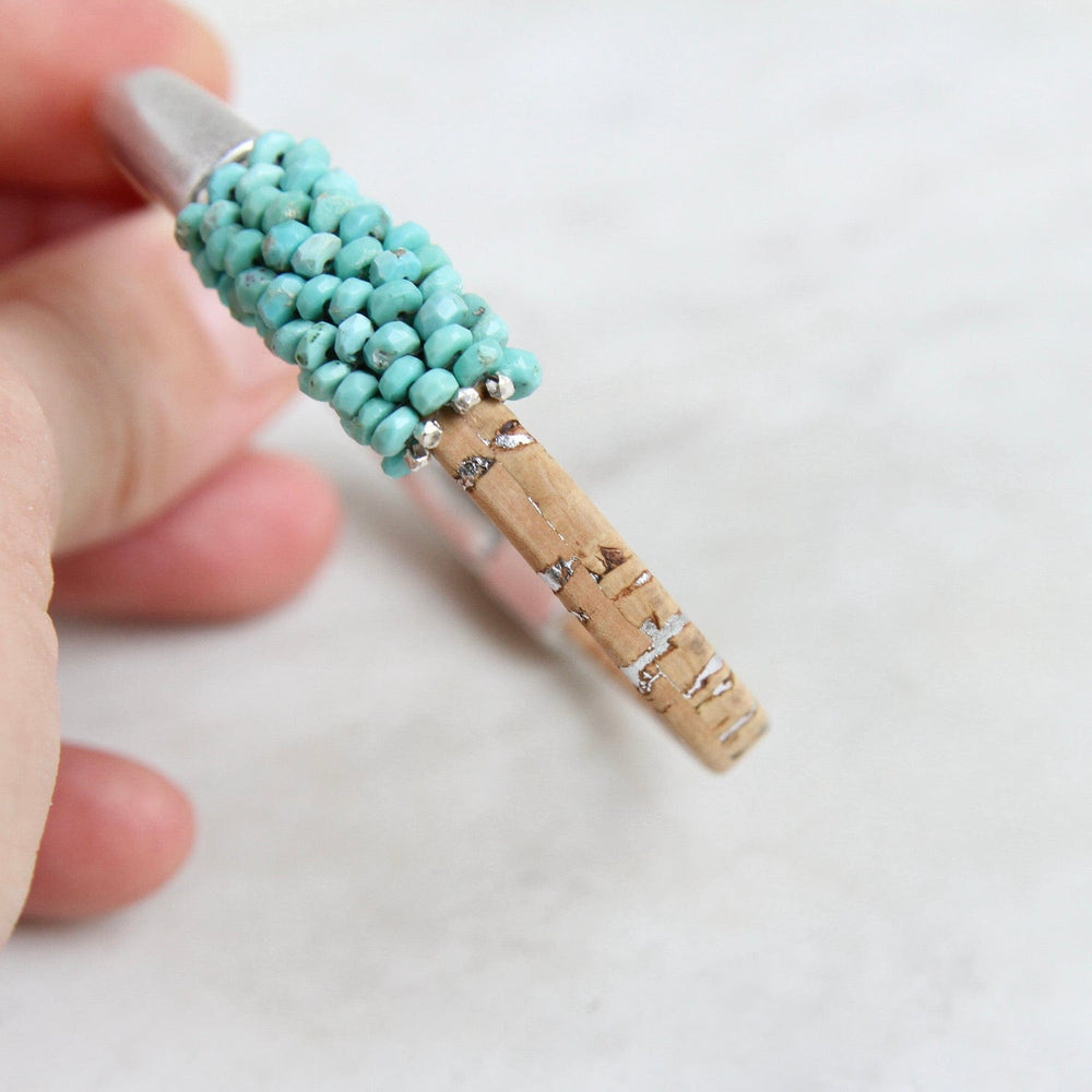 
                  
                    BRC-JM Hand Stitched Sleeping Beauty Turquoise & Cork 1/2 Cuff Bracelet
                  
                