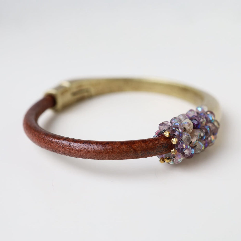 
                  
                    BRC-JM Hand Stitched Small Amethyst Brass 1/2 Cuff Bracelet
                  
                