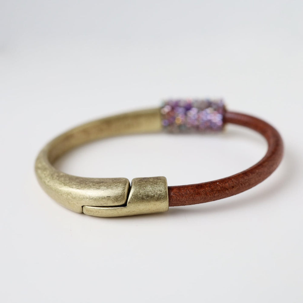 
                  
                    BRC-JM Hand Stitched Small Amethyst Brass 1/2 Cuff Bracelet
                  
                