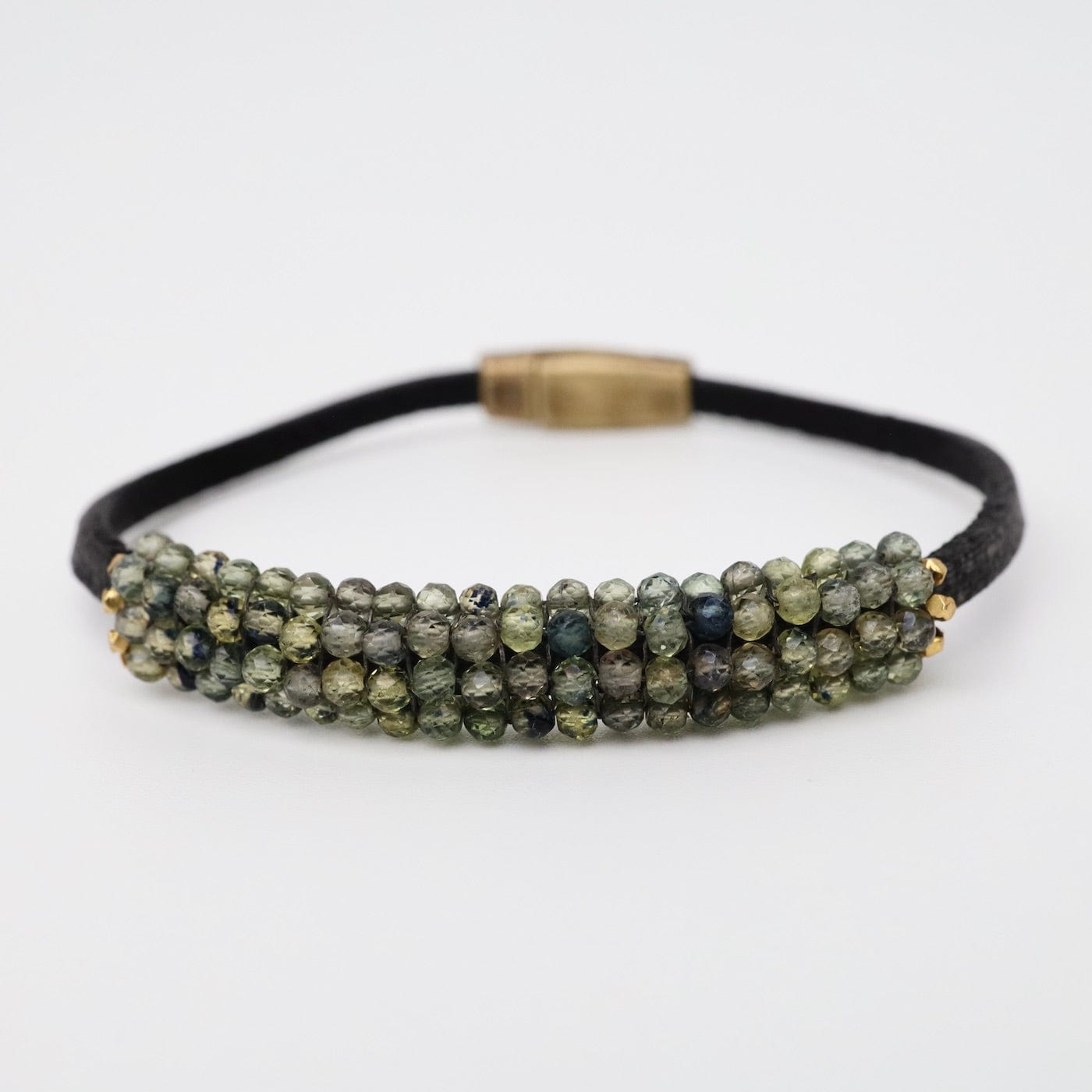 BRC-JM Hand Stitched Small Green Sapphire Leather Bracelet