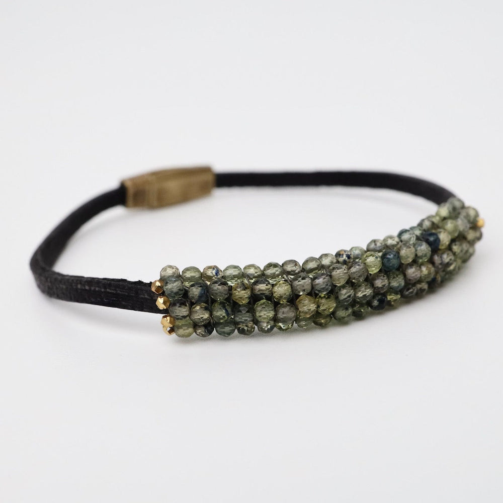 
                  
                    BRC-JM Hand Stitched Small Green Sapphire Leather Bracelet
                  
                