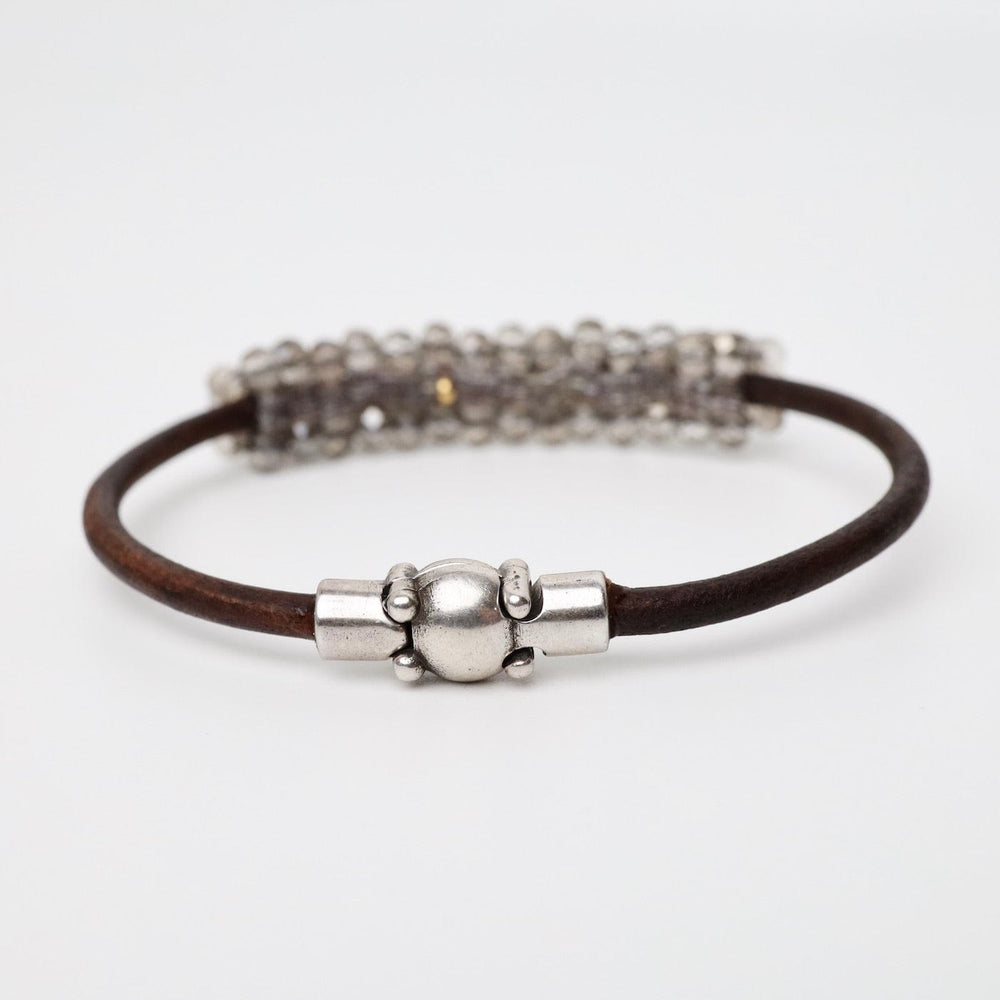 
                      
                        BRC-JM Hand Stitched Smokey Grey Crystals Leather Bracelet
                      
                    