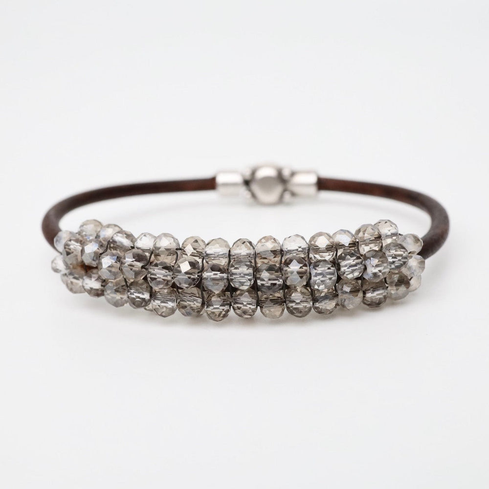 
                      
                        BRC-JM Hand Stitched Smokey Grey Crystals Leather Bracelet
                      
                    