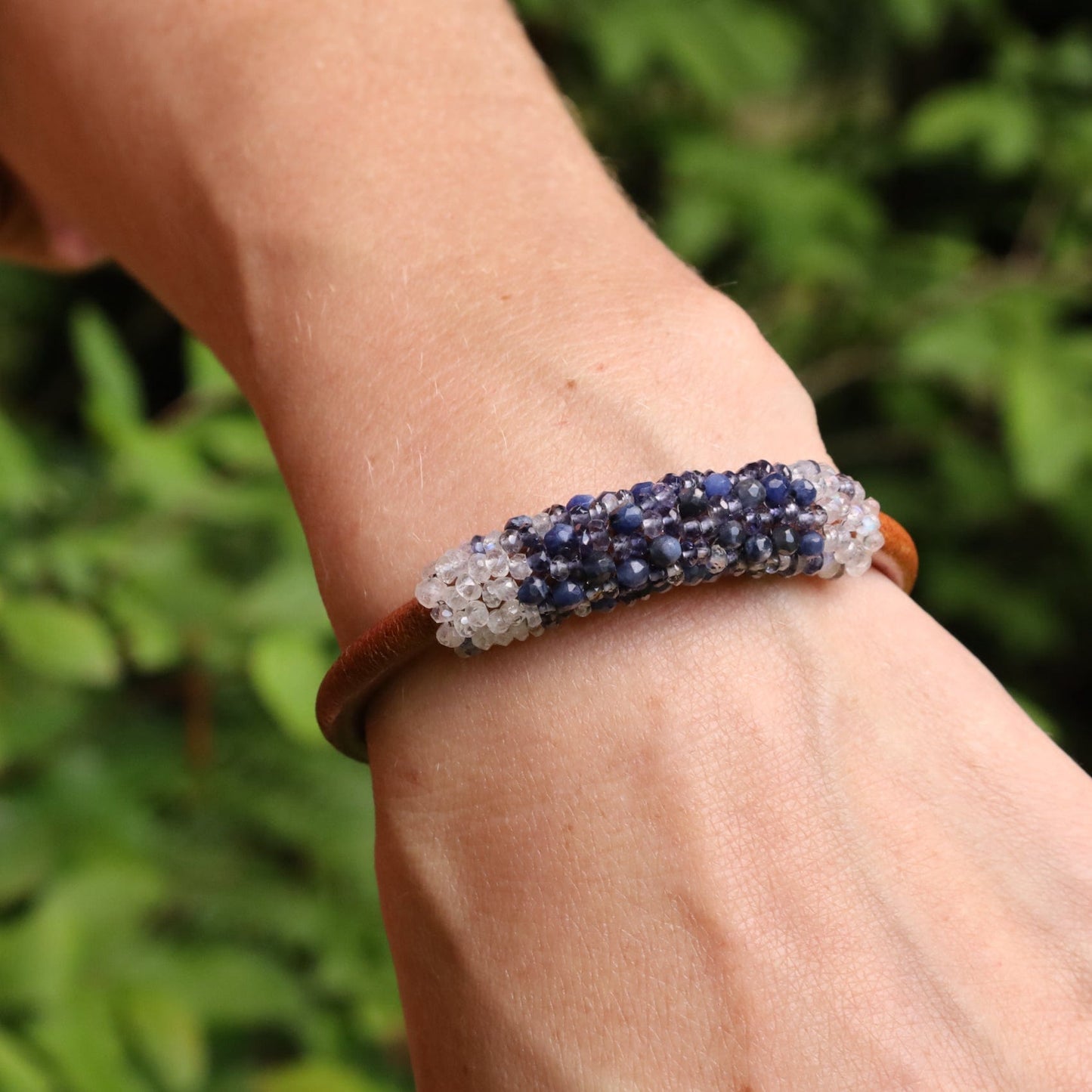 BRC-JM Hand Stitched Sodalite & Moonstone Bracelet