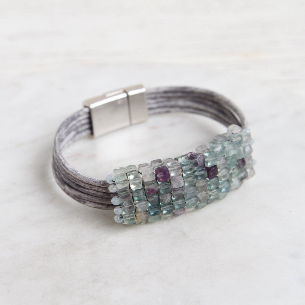 
                  
                    BRC-JM Hand Stitched Square Faceted Fluorite Bracelet
                  
                