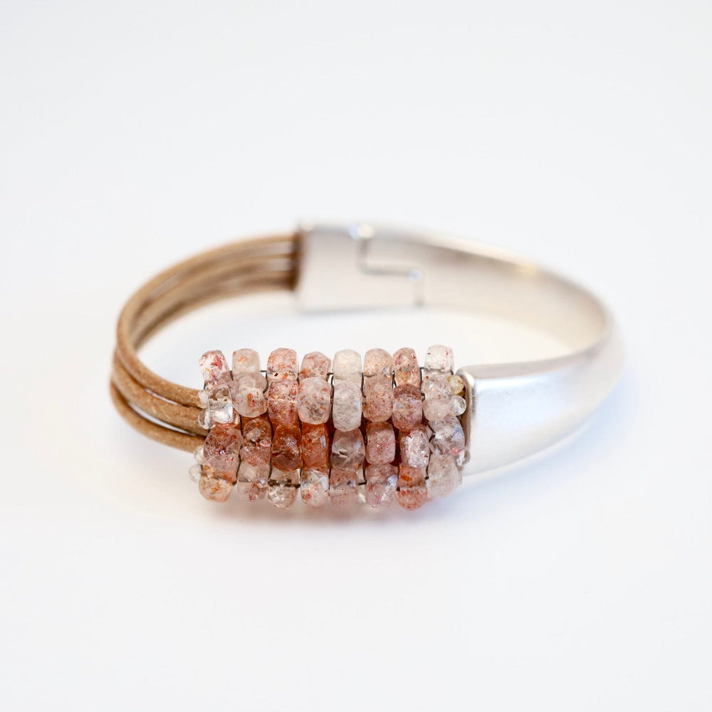 BRC-JM Hand Stitched Sunstone 1/2 Cuff Bracelet