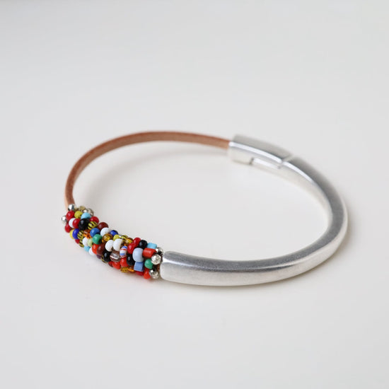 BRC-JM Hand Stitched Tiny African Beads 1/2 Cuff Bracelet