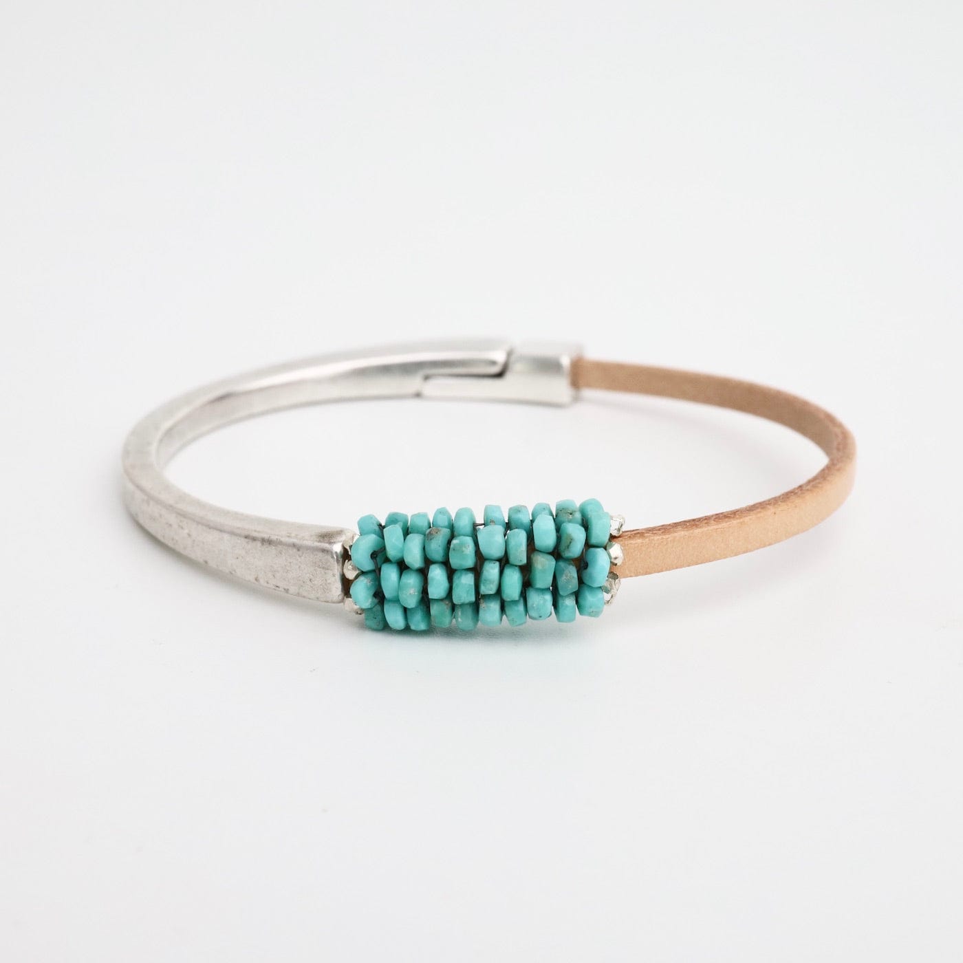 BRC-JM Hand Stitched Tiny Arizona Turquoise 1/2 Cuff