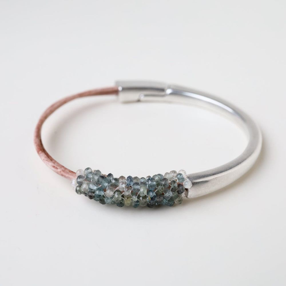 BRC-JM Hand Stitched Tiny Moss Aquamarine Bracelet