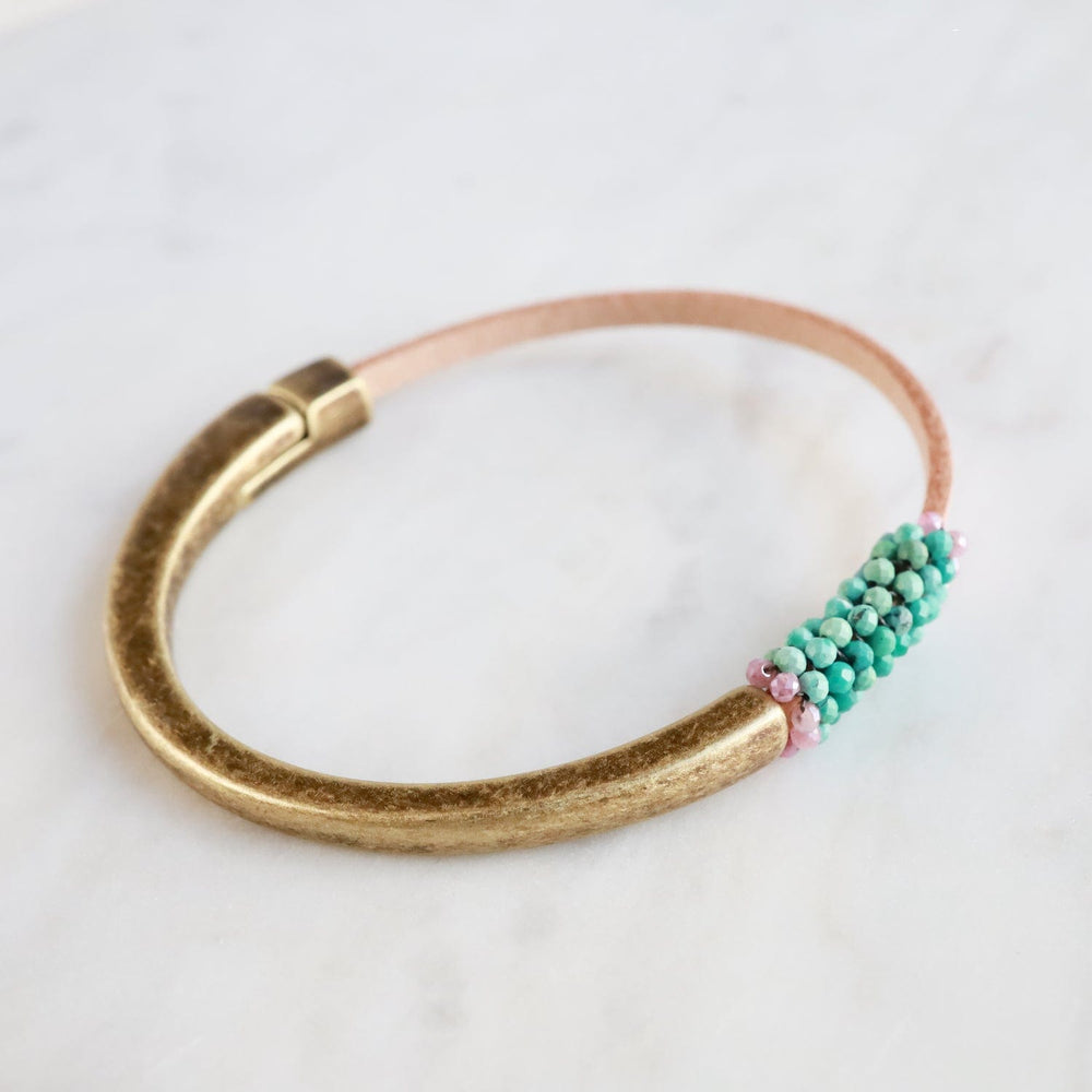 
                  
                    BRC-JM Hand Stitched Tiny Natural Turquoise Leather Cuff Bracelet
                  
                