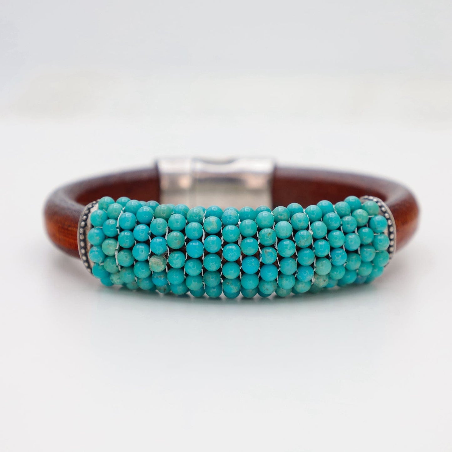 BRC-JM Hand Stitched Turquoise & Silver Bracelet