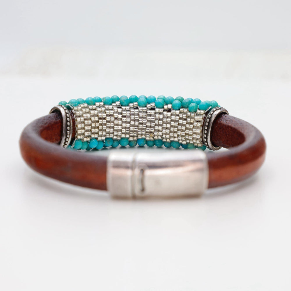 
                  
                    BRC-JM Hand Stitched Turquoise & Silver Bracelet
                  
                