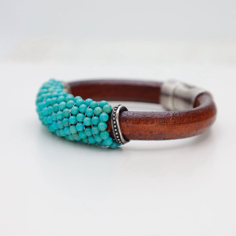 
                  
                    BRC-JM Hand Stitched Turquoise & Silver Bracelet
                  
                