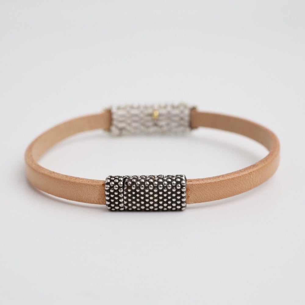 
                  
                    BRC-JM Hand Stitched White Seed Pearls Leather Bracelet
                  
                