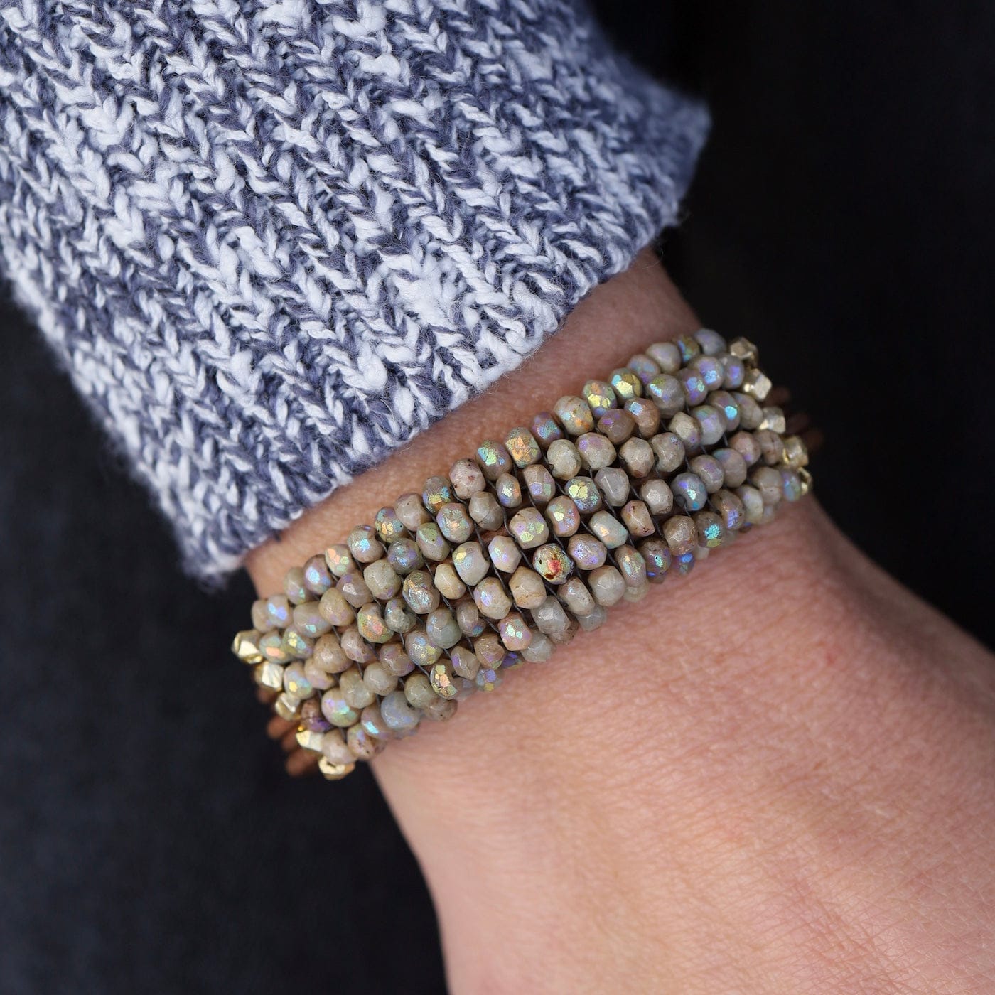 BRC-JM Hand Woven Mystic Opal with Vermeil Nugget Trim On