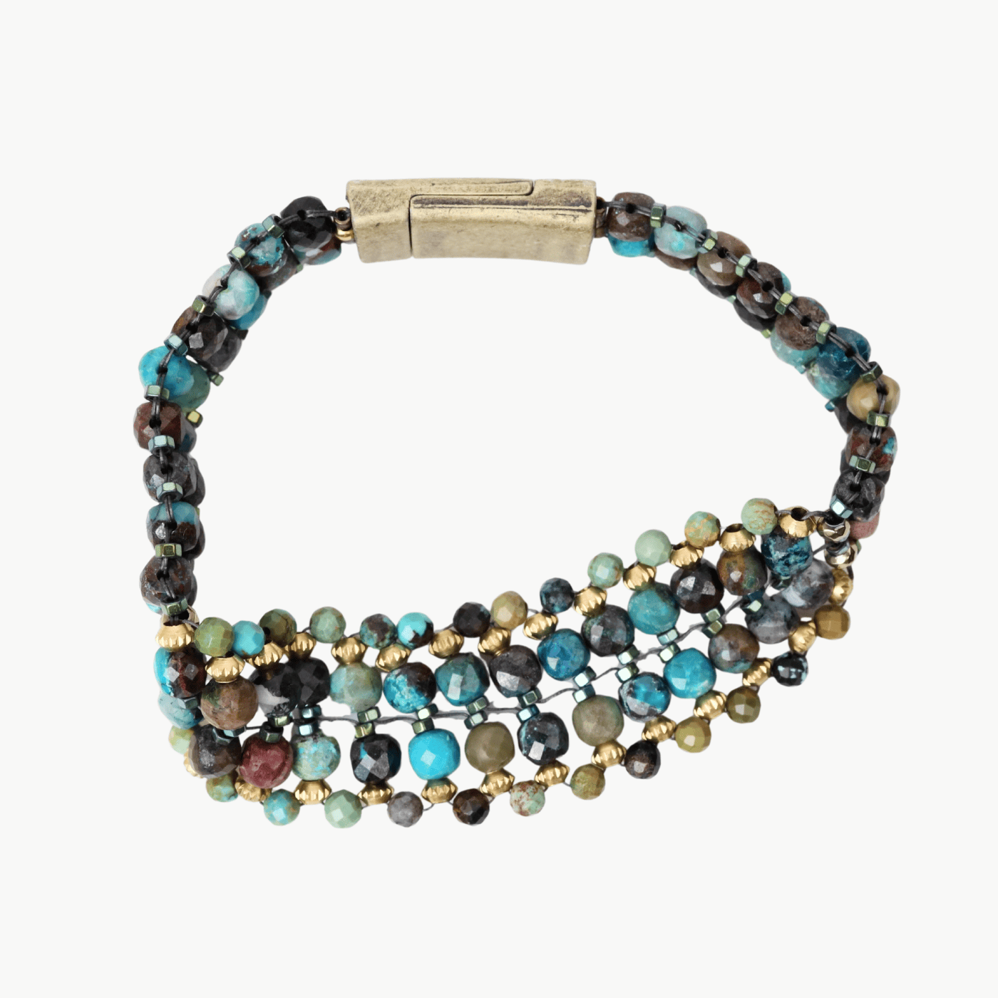 BRC-JM Hand Woven Soft Bracelet Of Blue Green Turquoise w