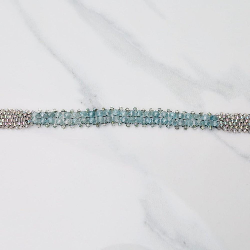 
                  
                    BRC-JM Hand Woven Soft Bracelet of Blue Topaz with Labradorite Trim
                  
                