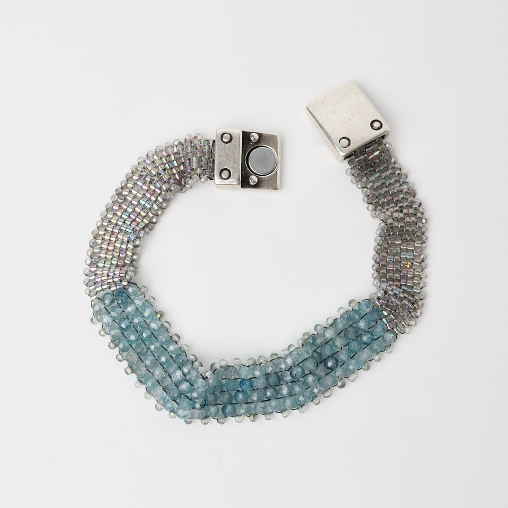 
                      
                        BRC-JM Hand Woven Soft Bracelet of Blue Zircon w tiny gre
                      
                    