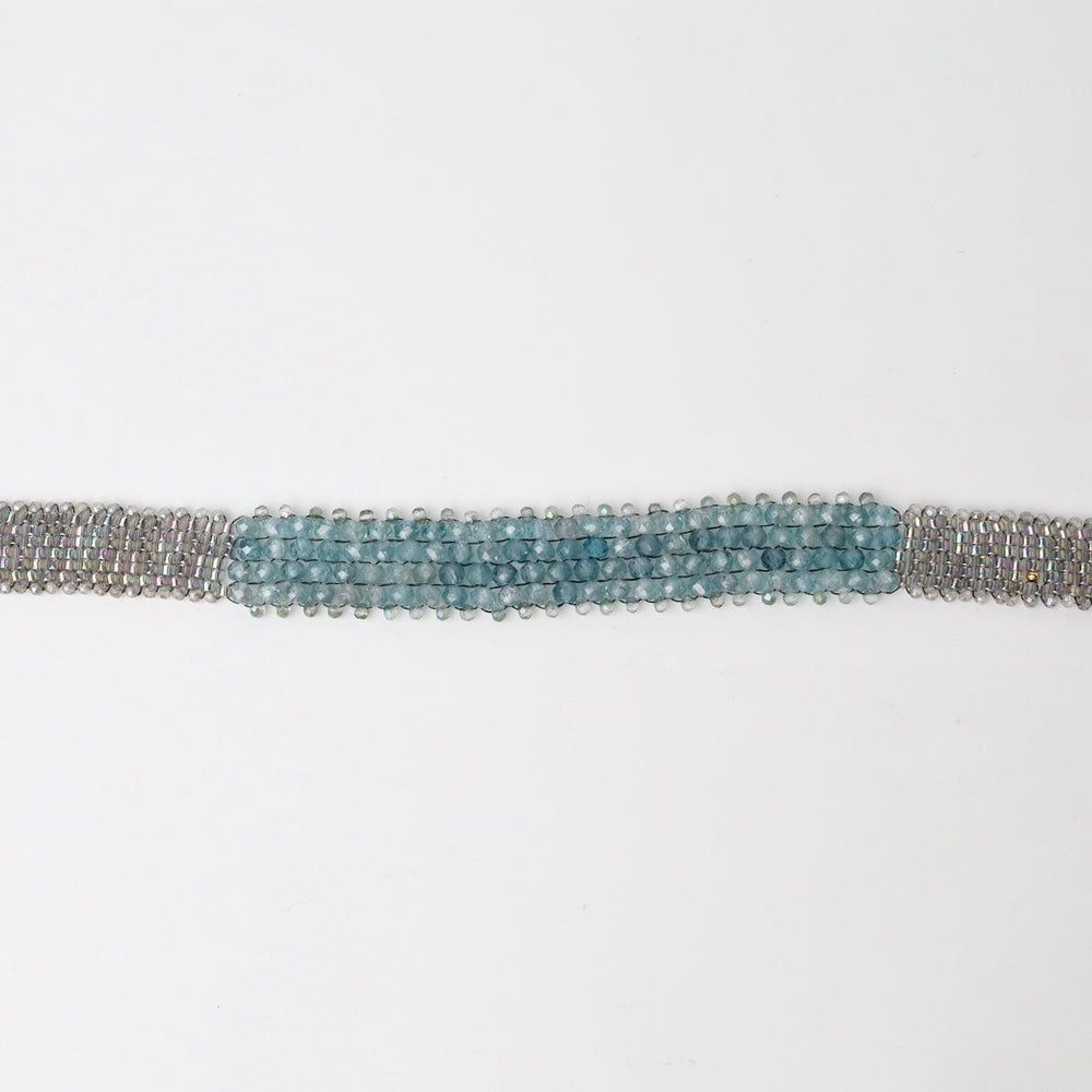 
                      
                        BRC-JM Hand Woven Soft Bracelet of Blue Zircon w tiny gre
                      
                    