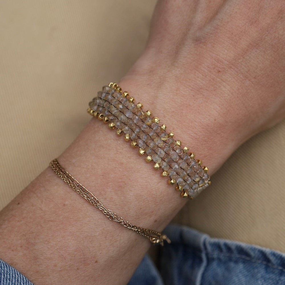 BRC-JM Hand Woven Soft Bracelet of Golden Rutilated quart