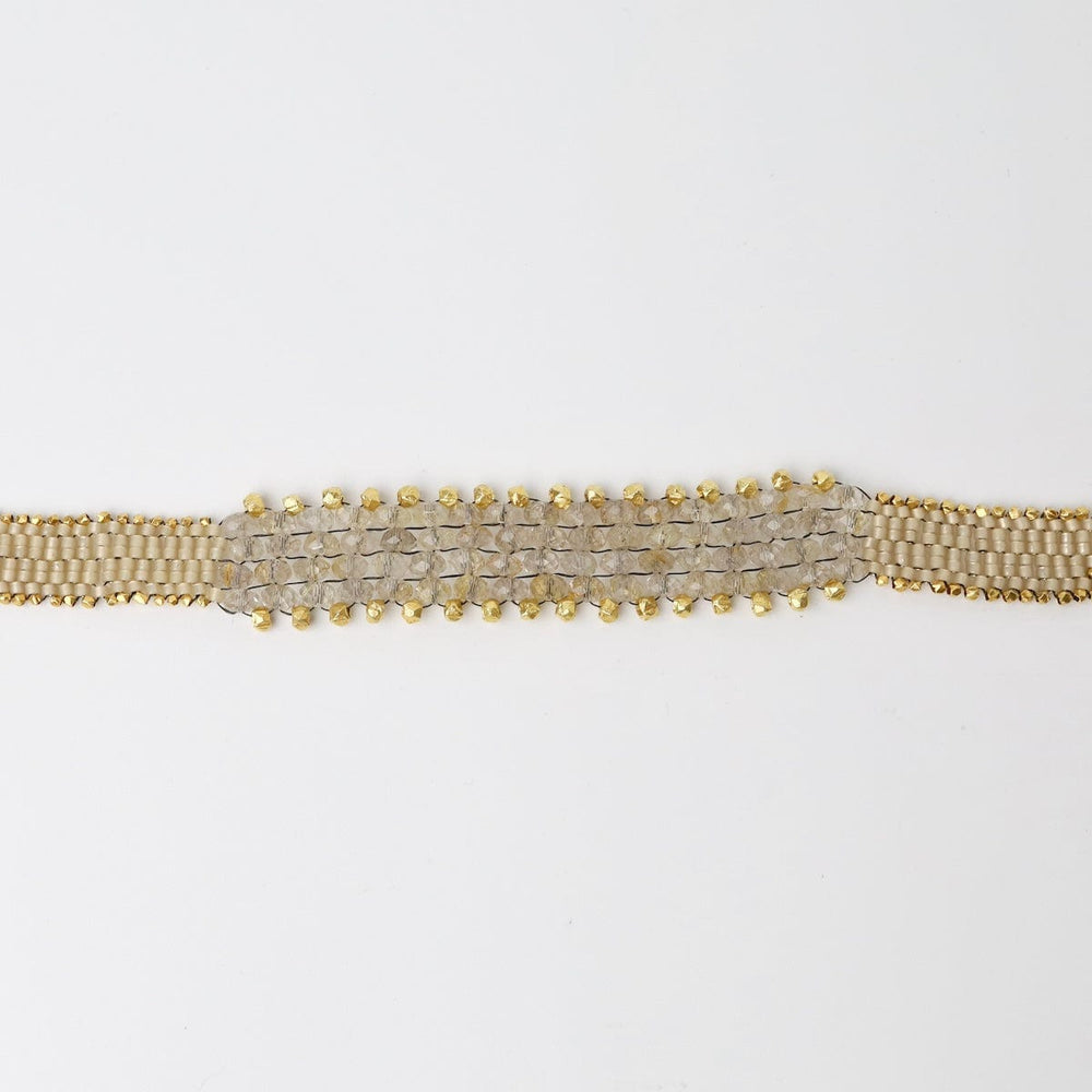 BRC-JM Hand Woven Soft Bracelet of Golden Rutilated quart