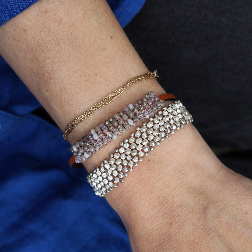 
                      
                        BRC-JM Hand Woven Soft Bracelet of Sterling Silver Nugget
                      
                    