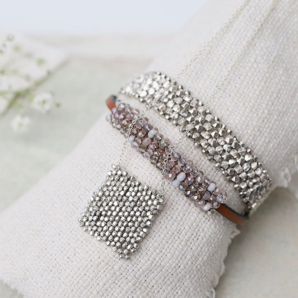 
                      
                        BRC-JM Hand Woven Soft Bracelet of Sterling Silver Nugget
                      
                    