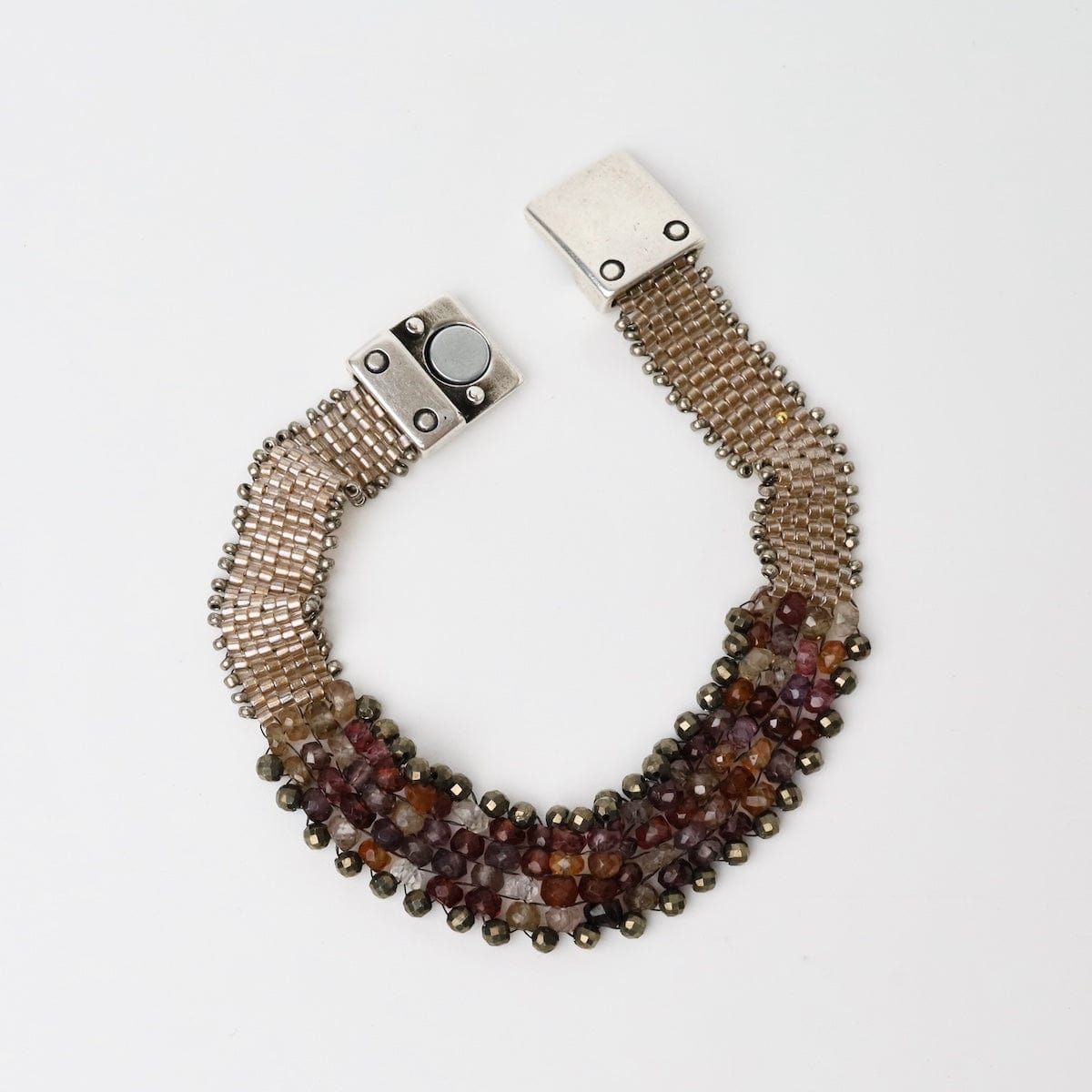 BRC-JM Hand Woven Soft Bracelet of Tundra Sapphire with p
