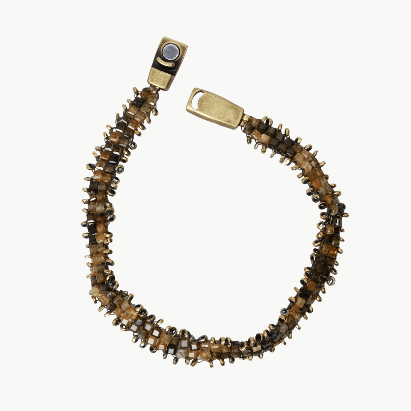 BRC-JM Hand Woven Yellow Tourmaline Cubes, 18k Gold Plate