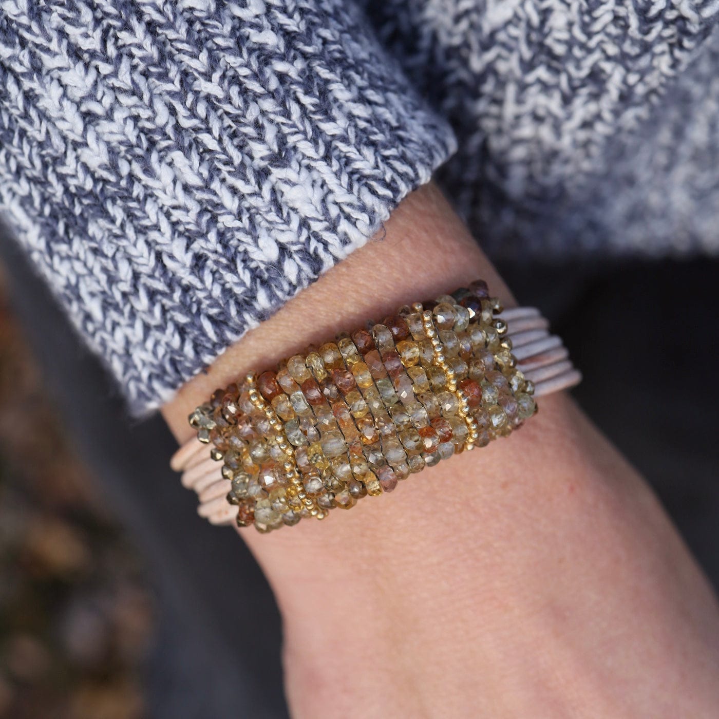 BRC-JM Hand Woven Zircon with Vermeil Spacer Beads on Mul