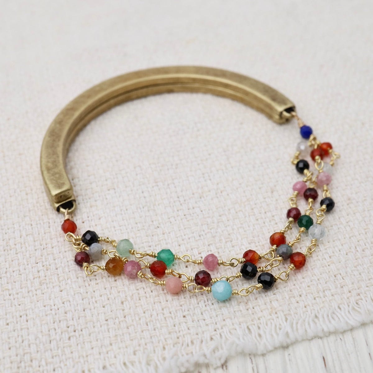 BRC-JM Handmade Multi Bead Chain of Multi Colored Gemstones Bracelet