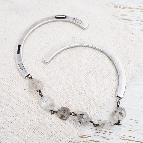 BRC-JM Handmade Single Bead Chain of Herkimer Diamonds Bracelet