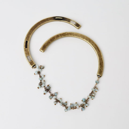 BRC-JM Handmade Single Bead Chain of Larimar with Multi-S