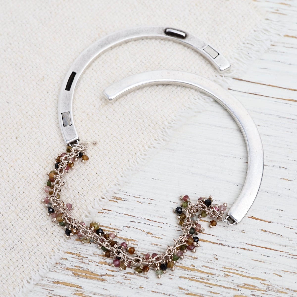 BRC-JM Handmade Single Fuzzy Bead Chain of Tiny Multi Tourmaline Bracelet