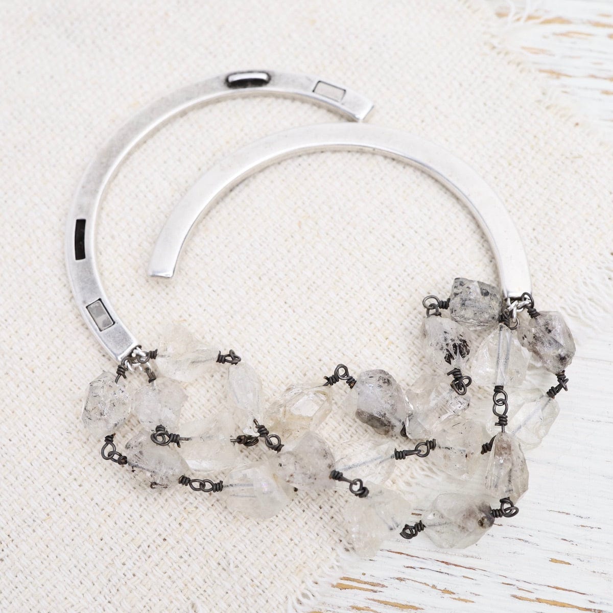 BRC-JM Handmade Triple Bead Chain of Herkimer Diamonds Bracelet