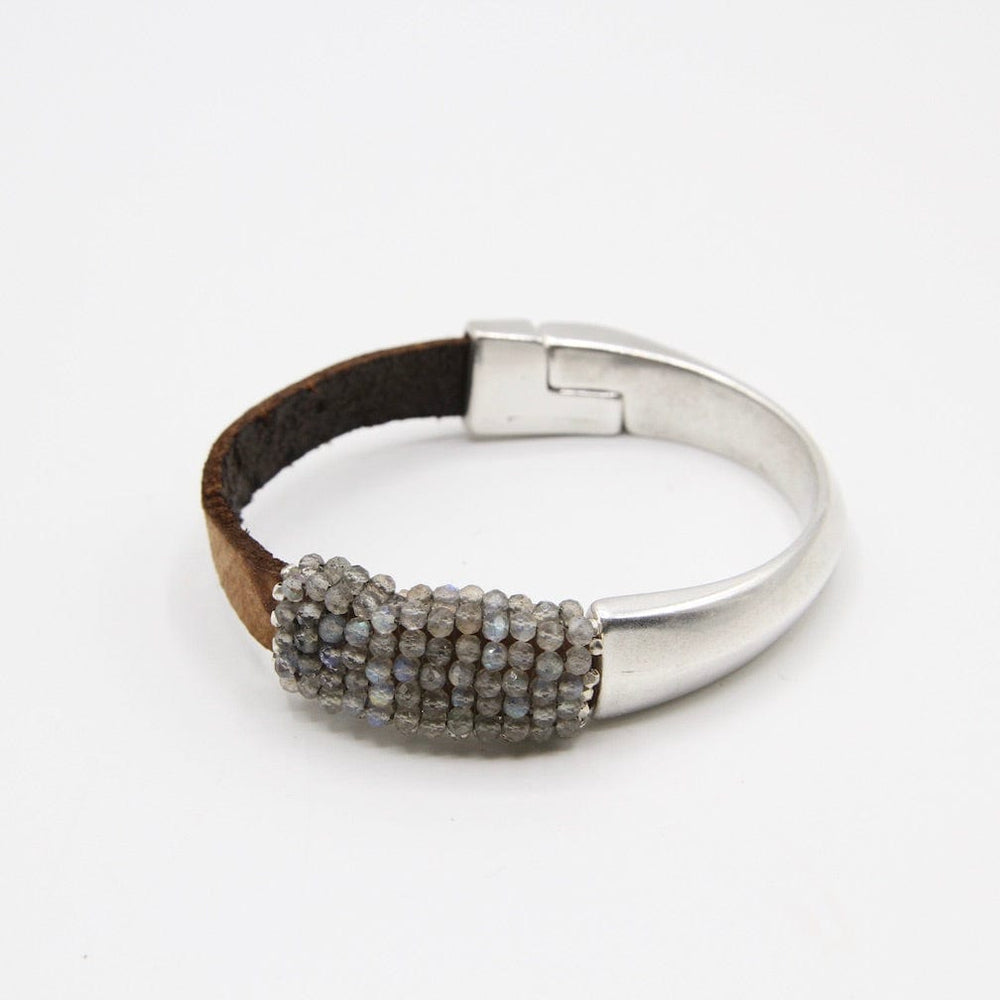 
                  
                    BRC-JM Labradorite Hand Stitched Leather 1/2 Cuff
                  
                