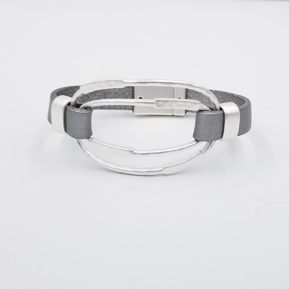 
                  
                    BRC-JM MATT RHODIUM SILVER  AND LEATHER BRACELET
                  
                