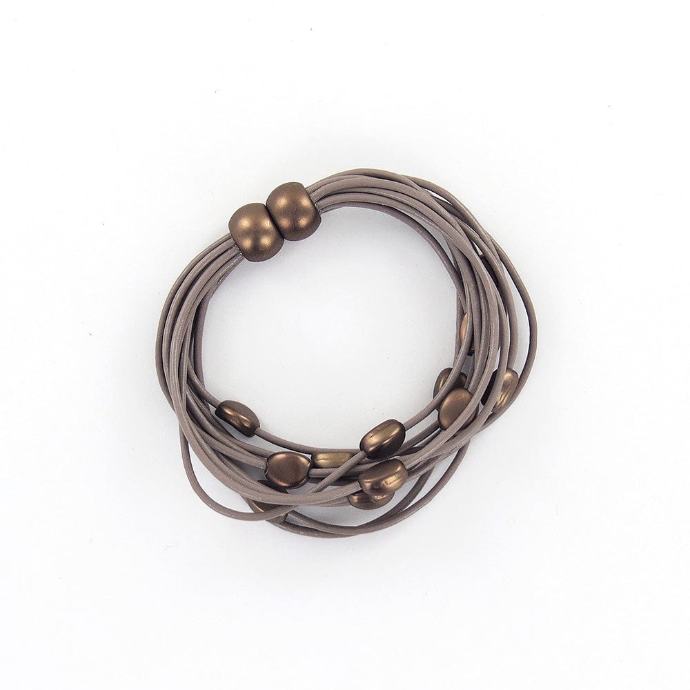 BRC-JM MATTE GOLD AND COFFEE MULTI STRAND BRACELET