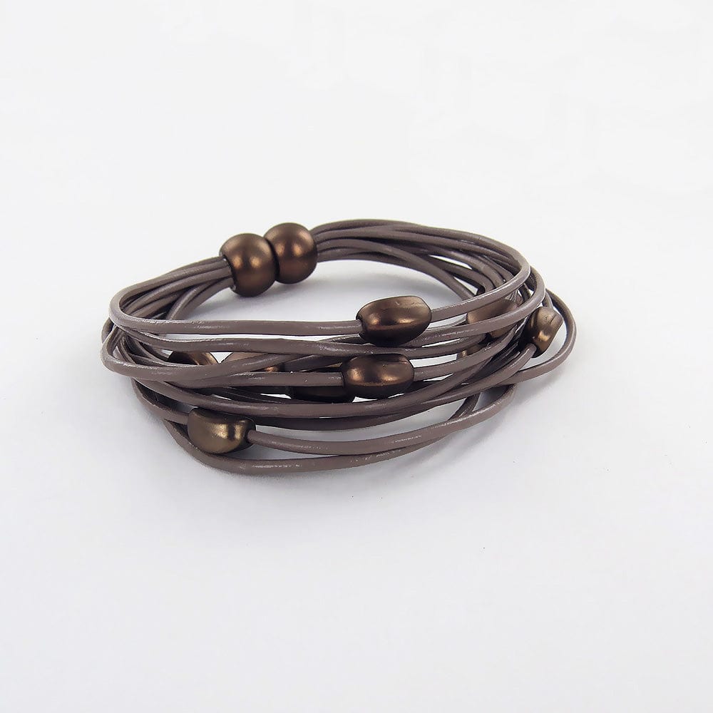 BRC-JM MATTE GOLD AND COFFEE MULTI STRAND BRACELET