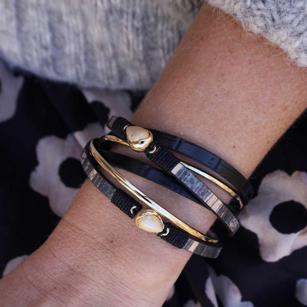 
                      
                        BRC-JM Matte Gold Black Metallic Print Bracelet
                      
                    