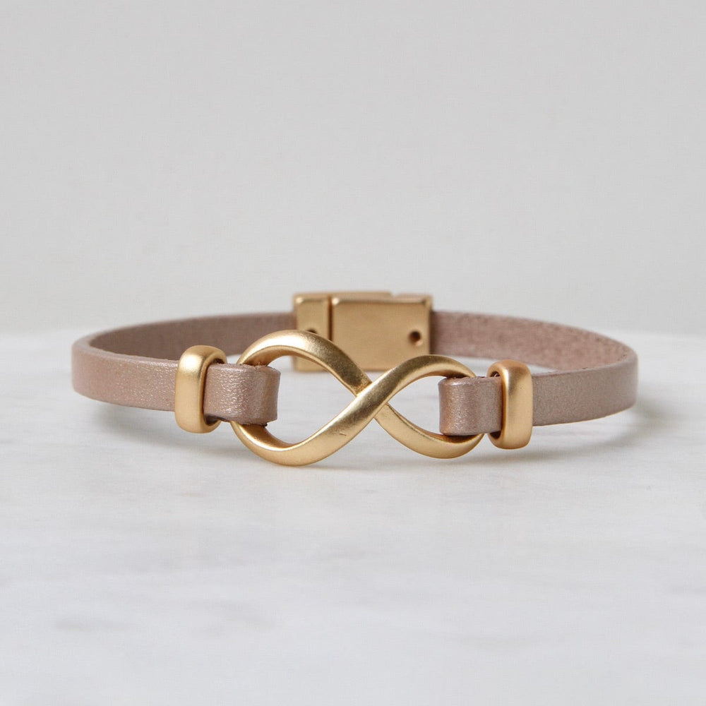 
                  
                    BRC-JM Matte Gold Champagne Infinity Bracelet
                  
                