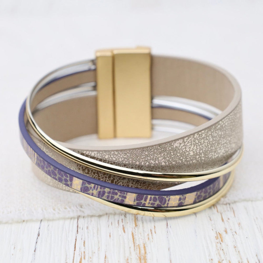 BRC-JM Matte Gold Metallic Gold & Blue Bracelet