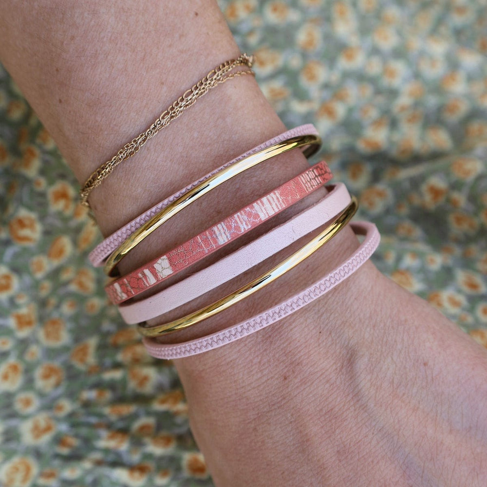 BRC-JM Matte Gold Pink Print Bracelet