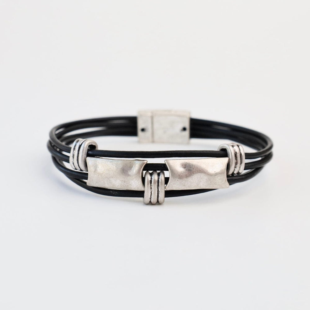 BRC-JM Matte Silver Black Rectangle Bracelet