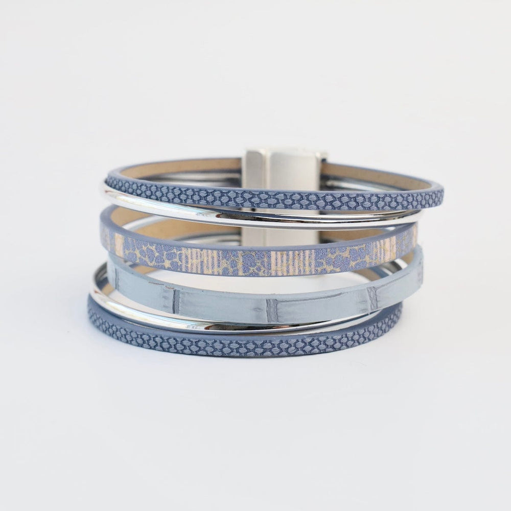 BRC-JM Matte Silver Blue Print Bracelet