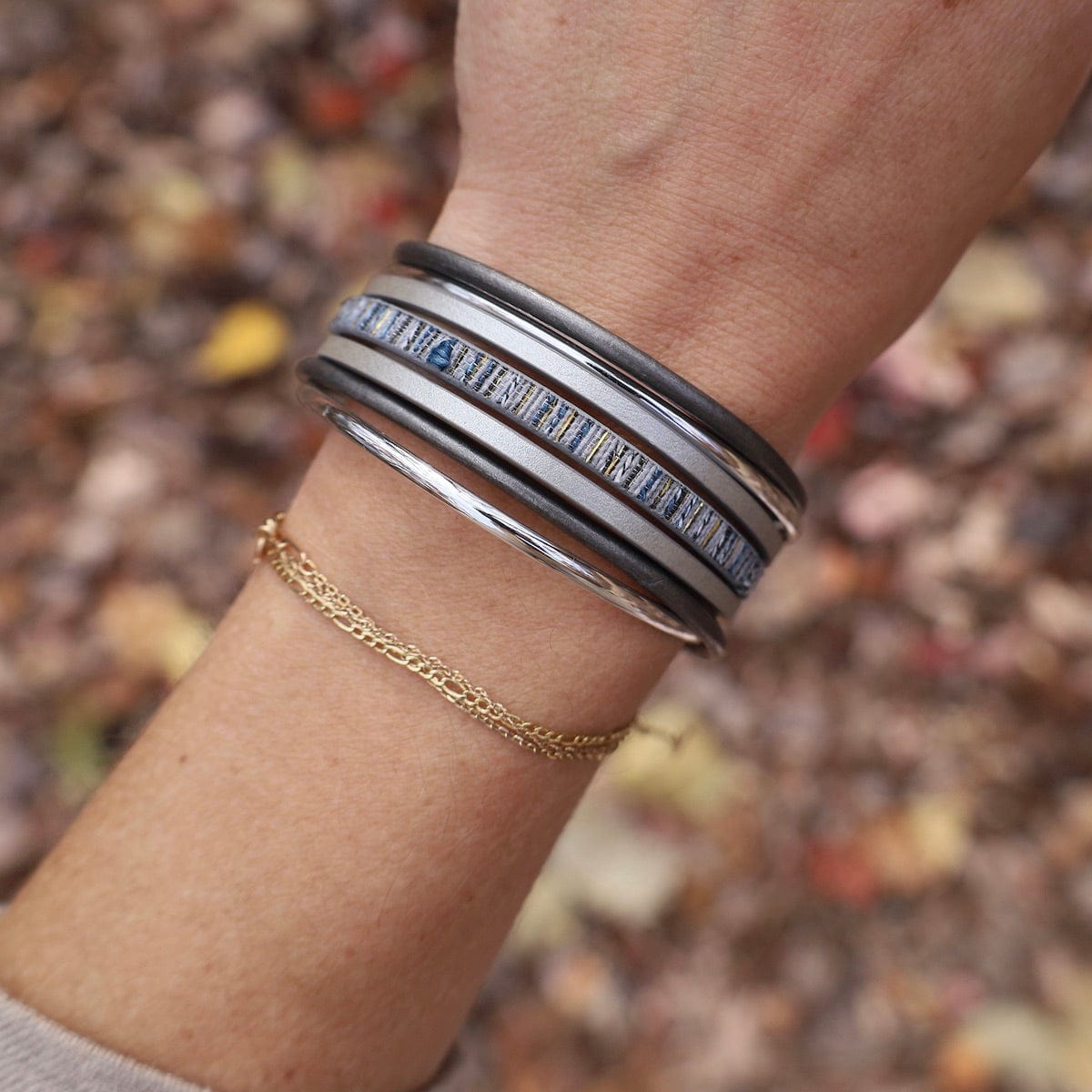 BRC-JM Matte Silver Metallic Grey & Navy Bracelet