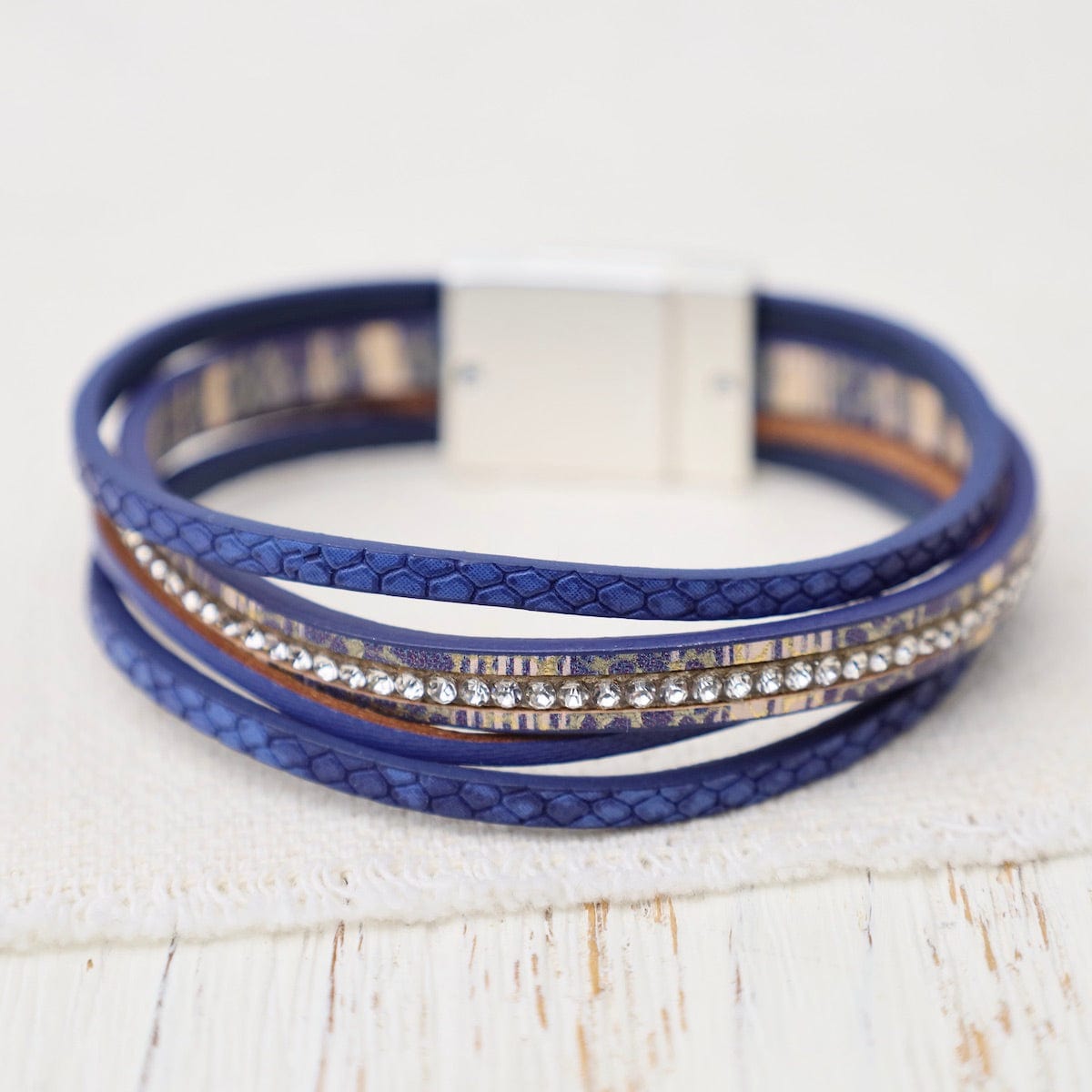 BRC-JM Matte Silver Navy Crystal Bracelet