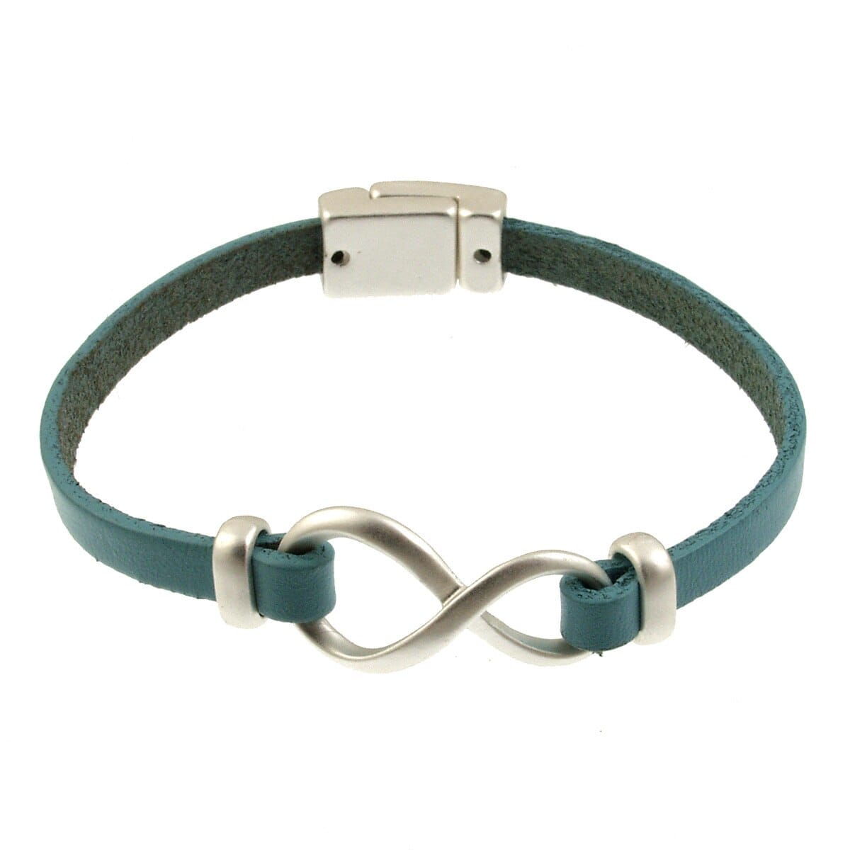 BRC-JM Matte Silver Turquoise Infinity Bracelet